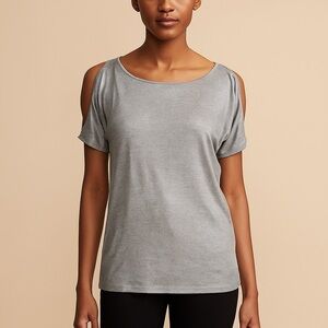 Michael Kors Gray Silver Cold Shoulder Top Size XL